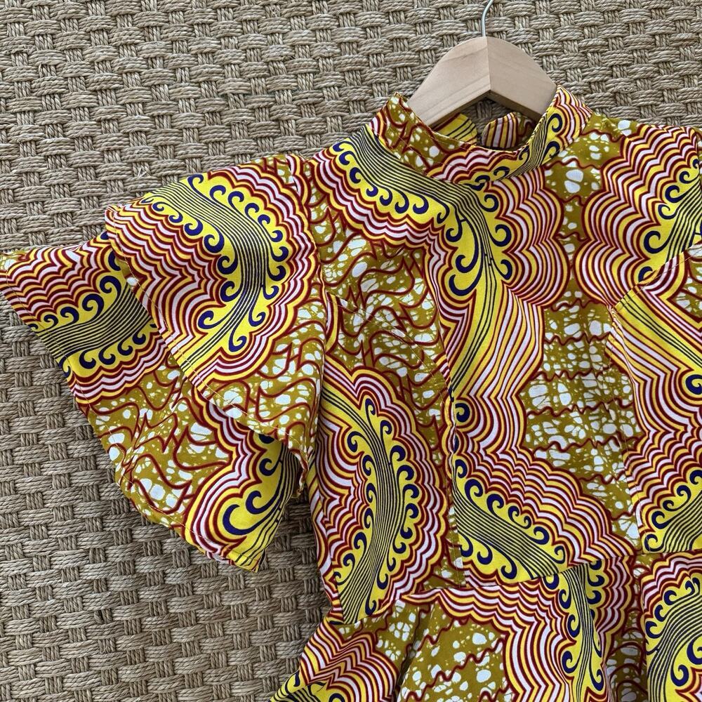 Handmade 100% Cotton Wax Block Print Peplum Top Women’s Size Small - Picture 8 of 16